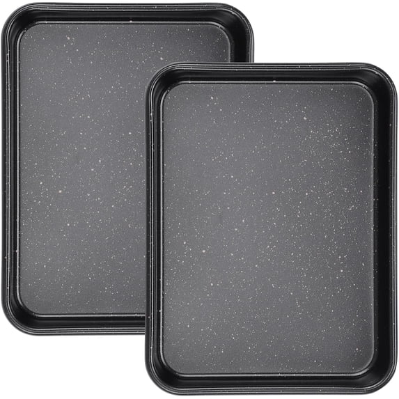 Small Baking Sheet Pan, 2 Pack 8.5x6.5 Inch Mini Small Cookie Sheets for Individual Baking Cooking Serving, Cookie Roll Cake Brownie Pan Tray for Oven - Black Speckle