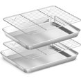 thumbnail image 1 of Small Baking Sheet & Rack Set (2 Baking Pans + 2 Baking Racks), Stainless Steel Cookie Sheet & Cooling Rack, Nonstick Baking Tray, Non Toxic & Heavy Duty & Easy Clean, Size 9 x 7 x 1 Inch, 1 of 13