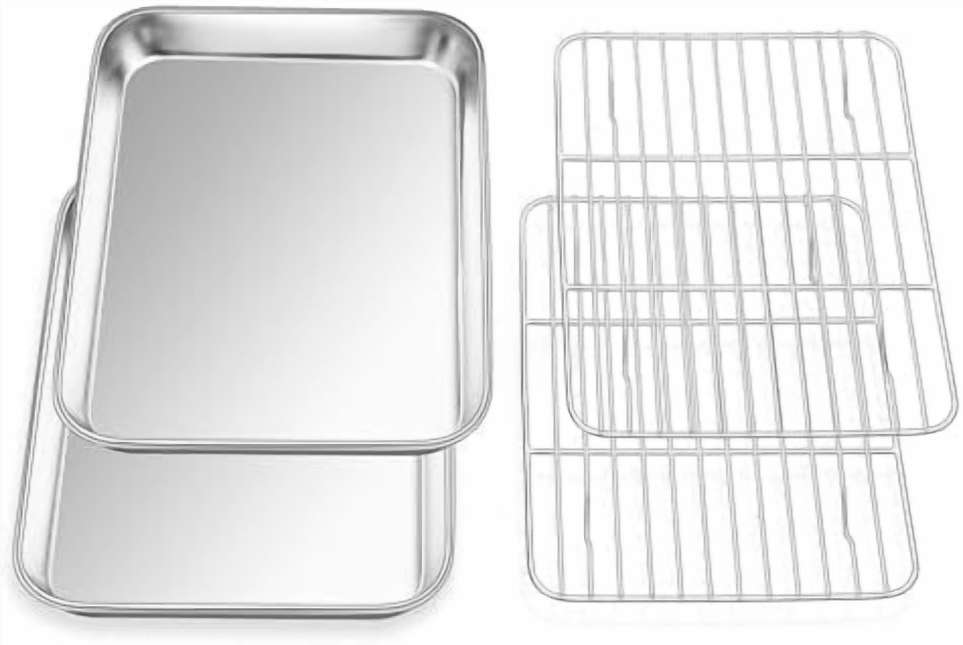 Small Baking Sheet with Wire Rack (2 Pans + 2 Racks), Stainless Steel ...