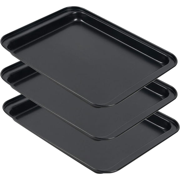 Small Baking Sheets for Oven,  Nonstick Cookie Pans Set of 3, 8 inch Carbon Steel Cookie Sheet Pans Professional Mini Baking  Trays for Toaster Oven, Easy Clean, Dishwasher Safe
