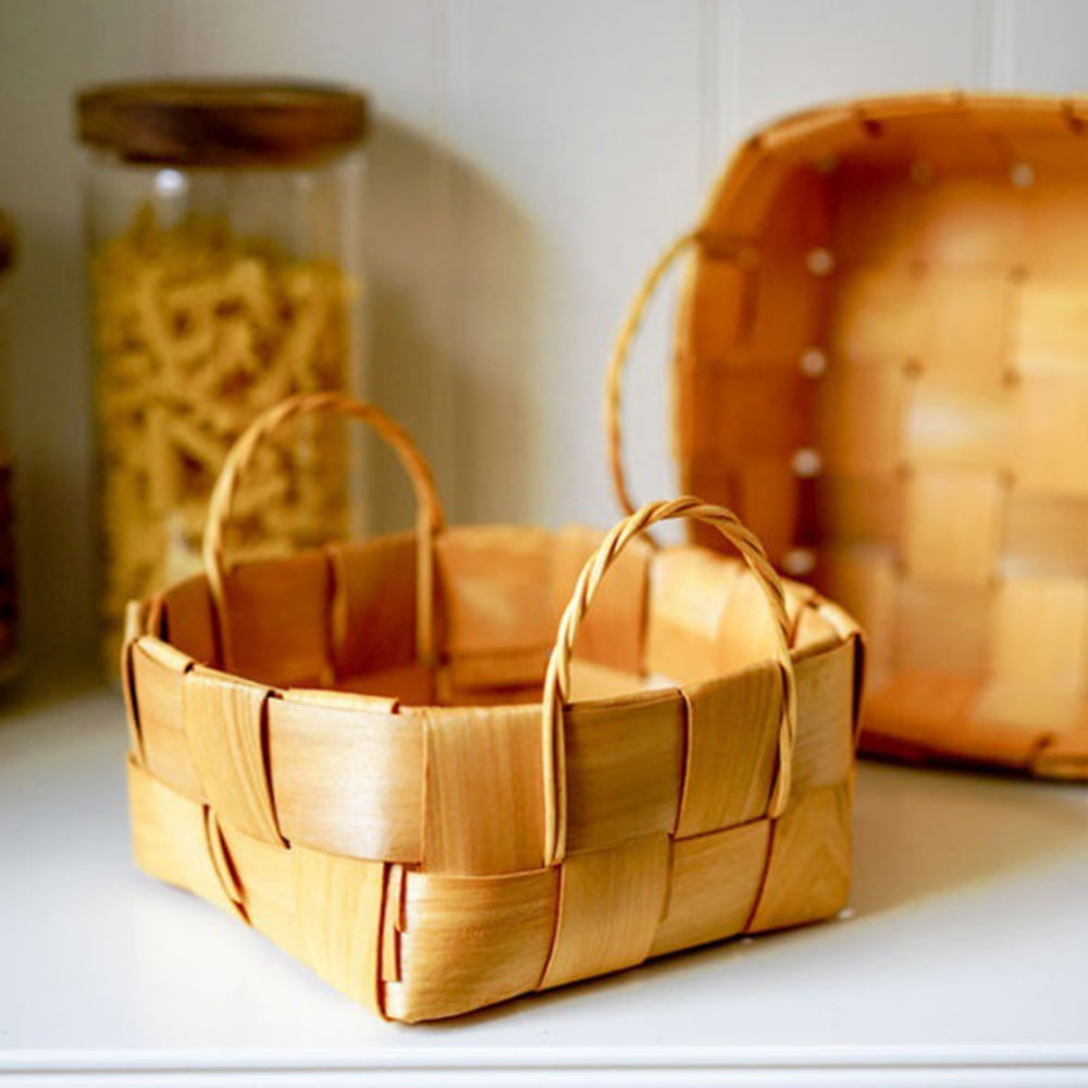 Small Bamboo Baskets for Organizing, Recycled Paper Rope Storage Basket
