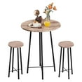 Small Bar Table and Chairs, Round Bistro Sets with 2 barstools, 3Piece
