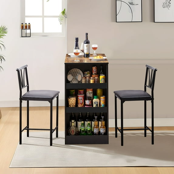 Small Bar Table and Chairs Tall Kitchen Breakfast Nook with Stools