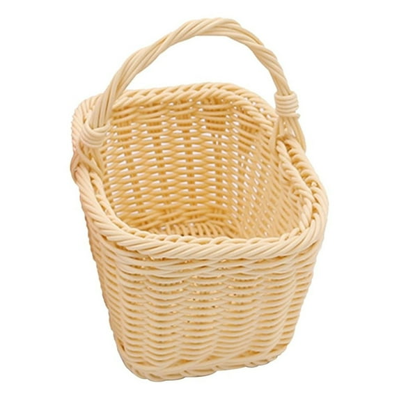 Small Basket with Handle, Rattan Wicker Woven Basket with Handle, Picnic Basket, Portable Garden Harvest Basket, Wicker Storage Baskets for Picnic, Easter, Organizing, Gathering Vegetables Fruits