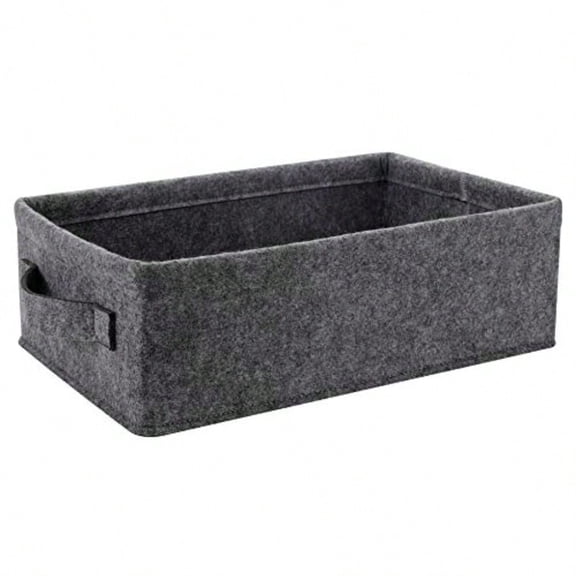 Small Basket Shallow Storage Baskets Felt Storage Basket Bin Long Narrow Basket for Towels Dog Cat Toys Office Supplies Dippers Baby Toys Storage Basket Light Gray