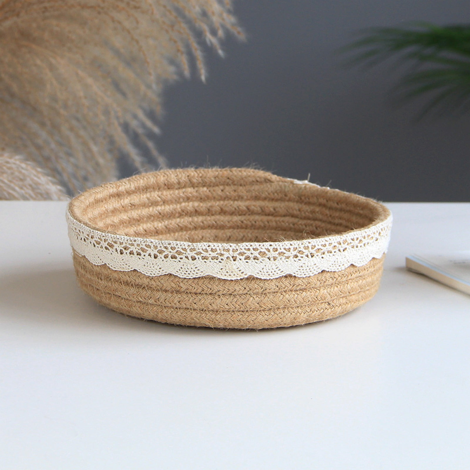 Small Basket Woven Jute Storage Basket for Kitchen Corner Basket for