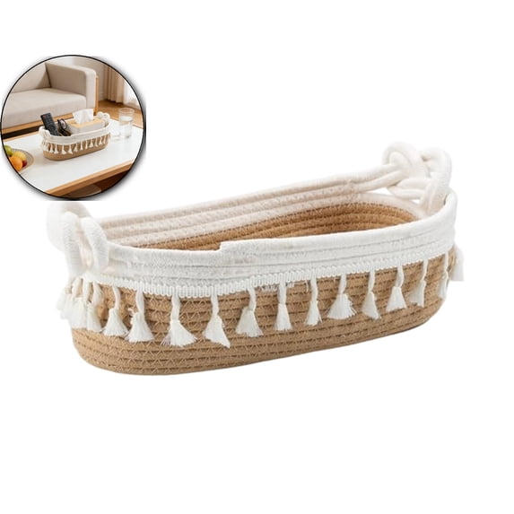 Small Basket for Gifts Empty, Woven Storage Cute Toilet Paper Storage Decorative Gift Basket, 13.38x4.72x4.72 Inch