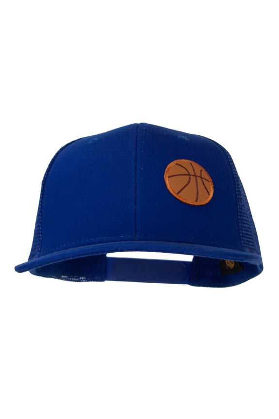 Small Basketball Patched Premium Mesh Cap - Blue OSFM