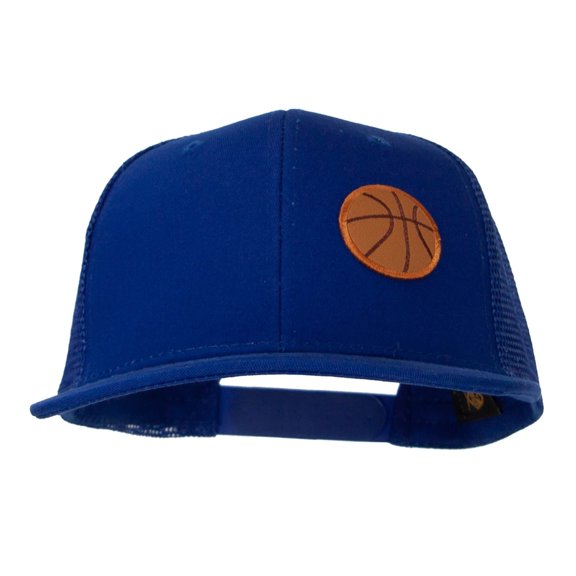 Small Basketball Patched Premium Mesh Cap - Blue OSFM