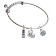 thumbnail image 1 of Small Basketball with a AB Crystal Sister Heart Expandable Bangle Bracelet, 1 of 1