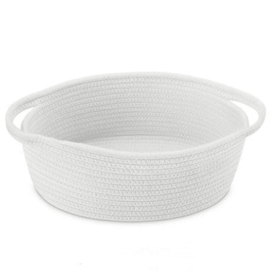 Small Baskets with Handles - Drative Durable Rope Woven Shelf Storage Organizer Bin, Gift Basket for Mother's Day Easter Baby Shower, 12"x8"x5", White