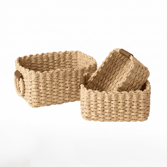 Small Baskets Set of 3, Small Wicker Baskets for Shelves & Bathroom ...
