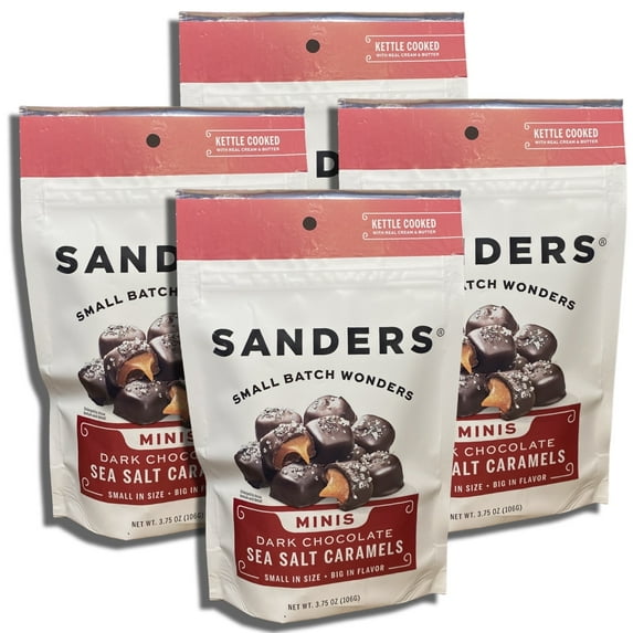Sanders Small Batch Mini Dark Chocolate Sea Salt Caramels | 3.75 Oz, 4 Pack