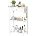 thumbnail image 1 of Small Bathroom Ladder Shelf - Floor Standing Shelves with Fabric Drawer 3 Tier Freestanding Stand Shelf Farmhouse, White, 1 of 9