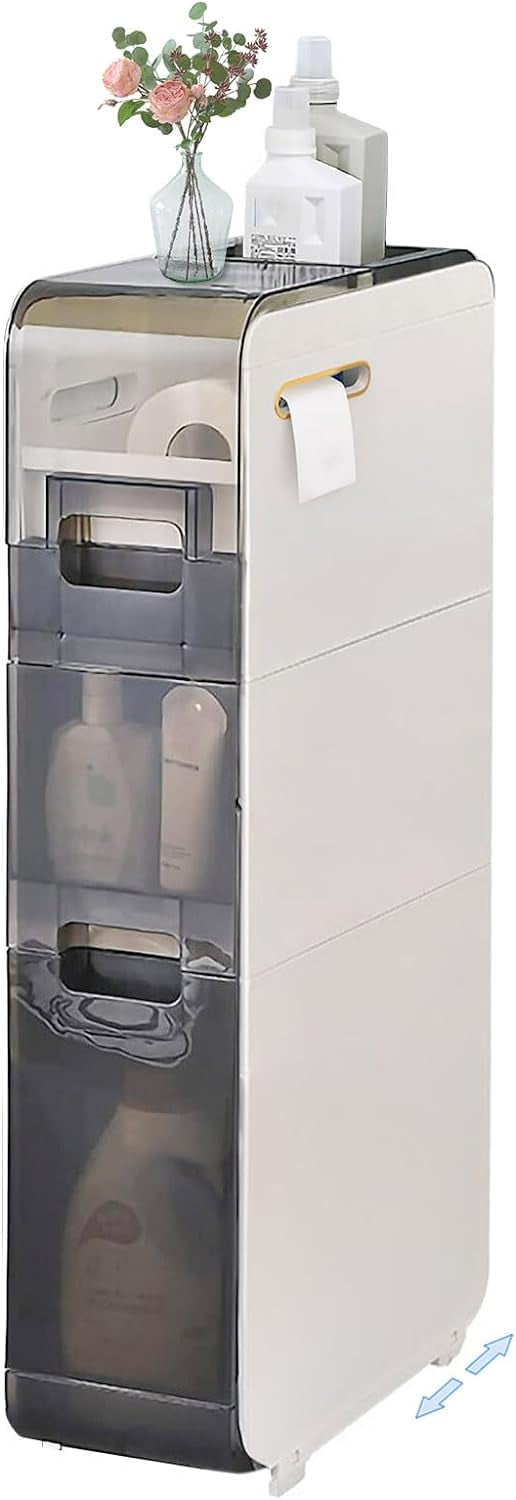 Small Bathroom Standing Storage Cabinet Waterproof 6.69??? Narrow Slim ...