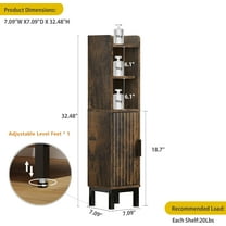 Small Bathroom Storage Cabinet, Corner Floor Narrow Toilet Paper Cabinet with Door and Shelves, Bathroom Organizer with Adjustable Shelf, for Small Spaces (Rustic Brown)