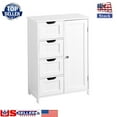 thumbnail image 1 of Small Bathroom Storage Cabinet, Floor Cabinet with 4 Large Drawers and 1 Cupboard, Freestanding Compact Floor Towel Cabinet for Bathroom, Laundry Room, Entryway and Bedroom, White, 1 of 10