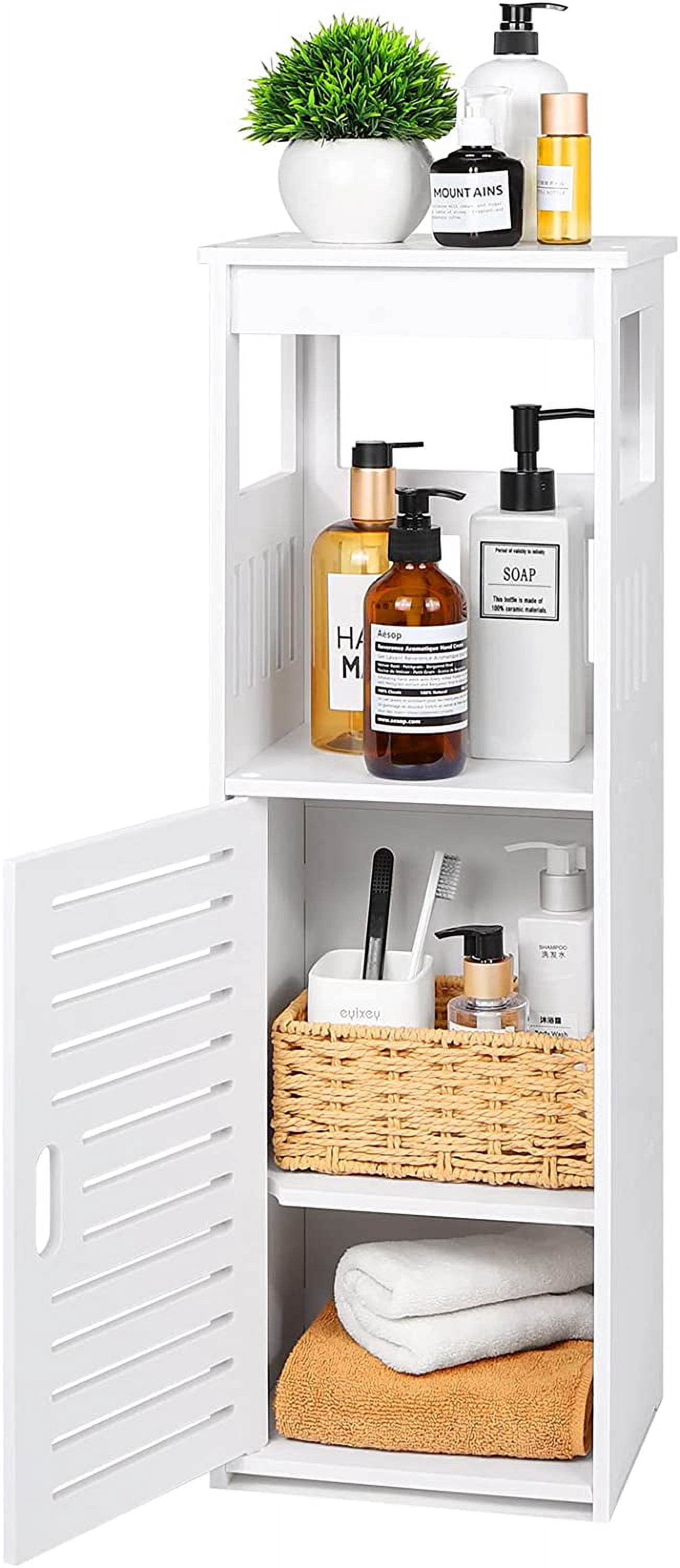 Small Bathroom Storage Cabinet, Floor Cabinet with 1 Door and Shelves ...