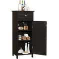 thumbnail image 1 of Small Bathroom Storage Cabinet, Narrow Storage Organizer with Drawer & Single Door, Adjustable Shelves, Freestanding Slim Cabinet for Small Space, Bathroom & Living Room, Brown, 1 of 18