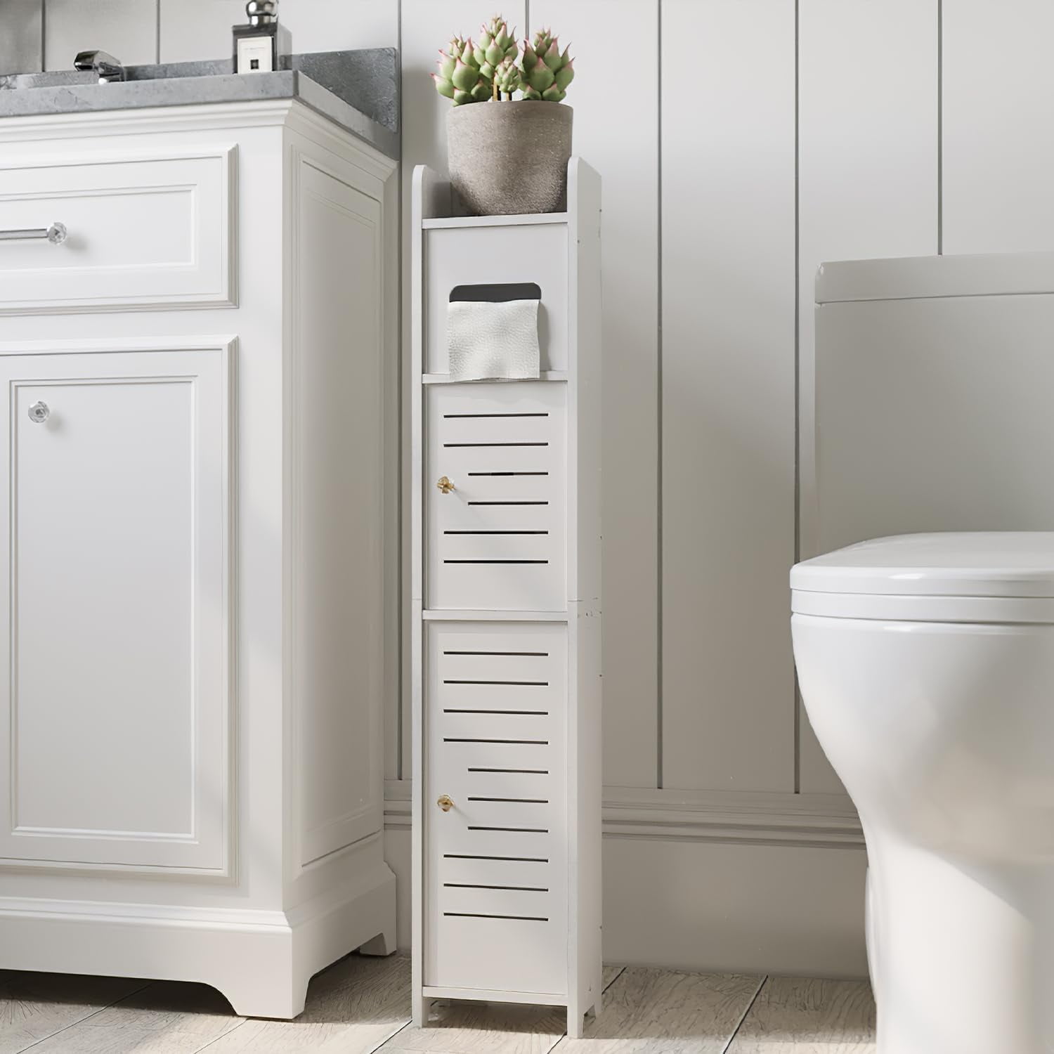 Small Bathroom Storage Cabinet, Bathroom Toilet Paper Holder Stand ...