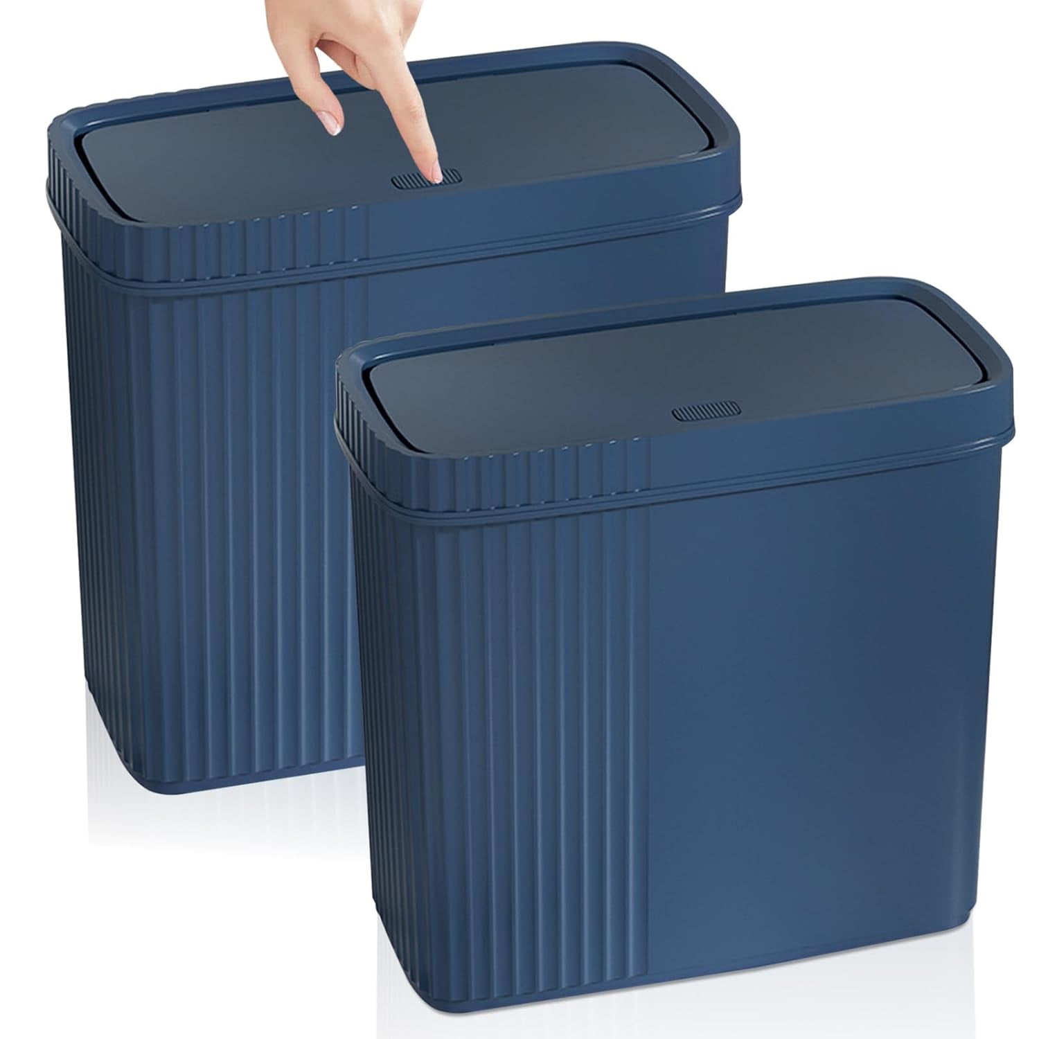 Small Bathroom Trash Can with Lid Slim Wastebasket Garbage Can Plastic ...