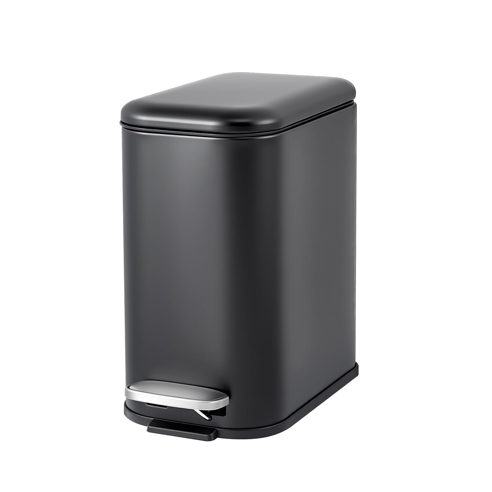 GARVEE 1.3 Gallon Bathroom Stainless Steel Garbage Can, Soft Close Lid, Black