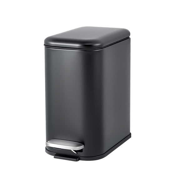 GARVEE 1.3 Gallon Bathroom Stainless Steel Garbage Can, Soft Close Lid, Black