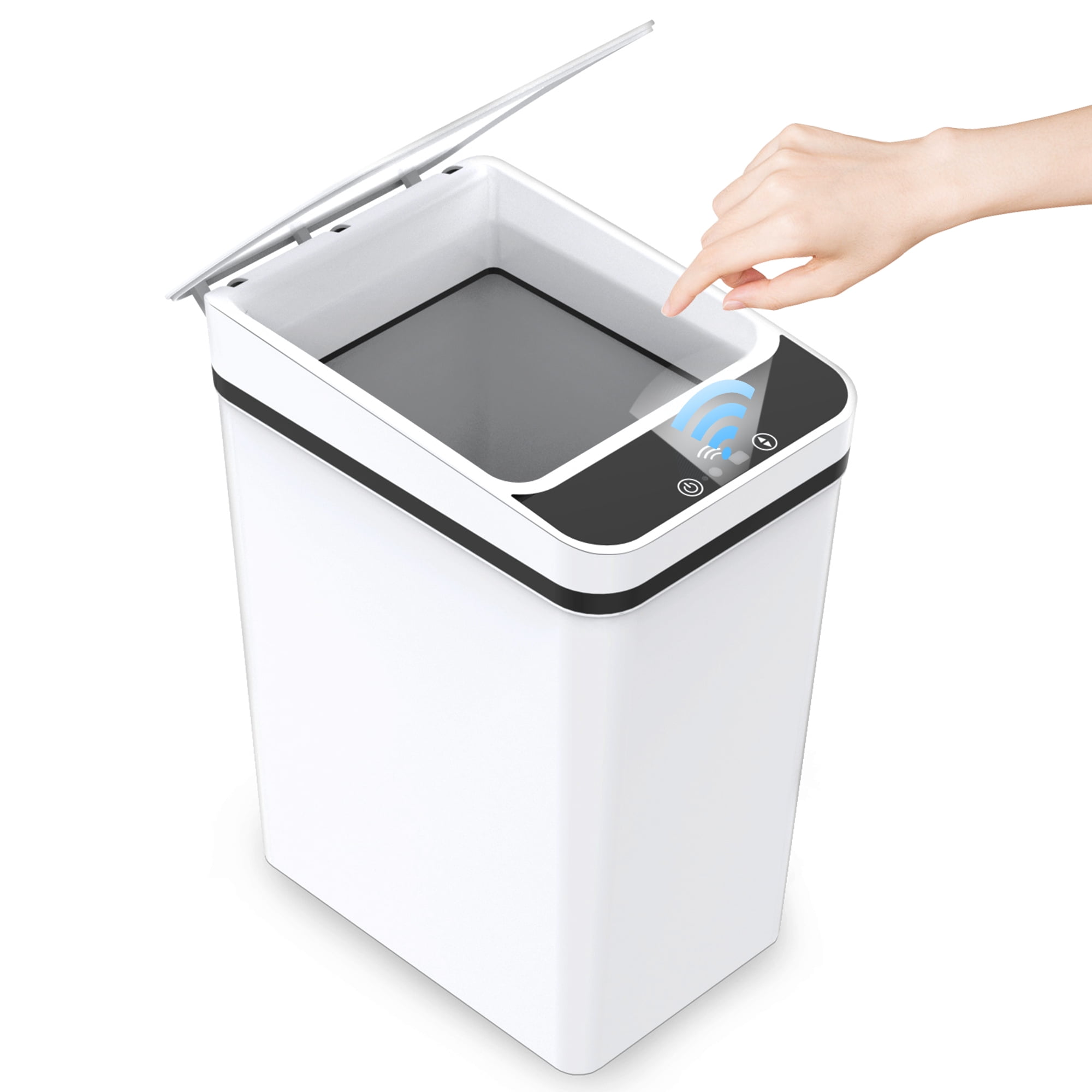 Small Bathroom Trash Cans with Lid, 3.2 Gallon Touchless Trash Bin, Automatic Trash Cans