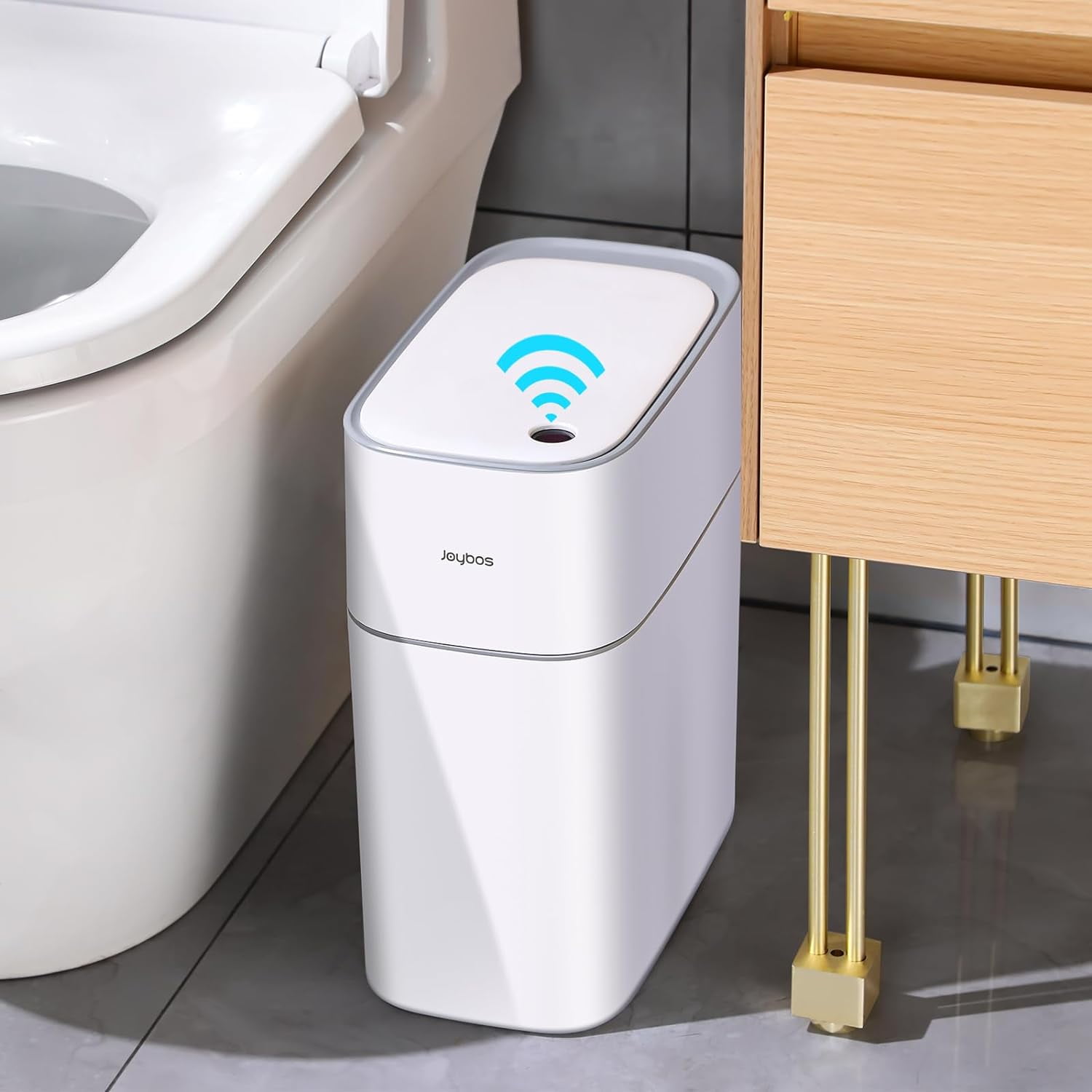 Small Bathroom Trash Cans, Touchless Motion Sensor Narrow Waterproof ...