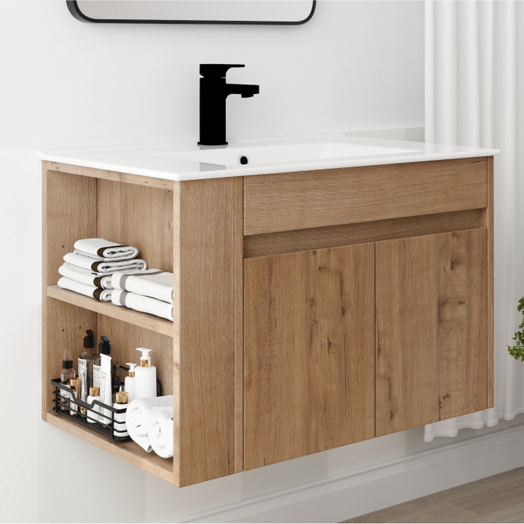 Small Bathroom Vanity with Adjustable Shelf - Maximize Storage in Tight ...