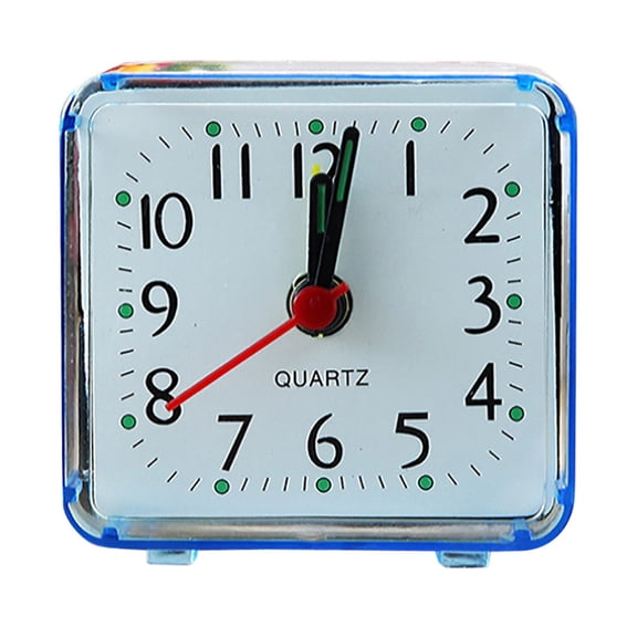 Small Battery Operated Analog Alarm Clock, Square Small Bed Compact Travel Quartz Beep Alarm Clock, Travel Clock Cute Portable, Slient Bedside Clocks for Bedrooms Bathroom Shelf Desk