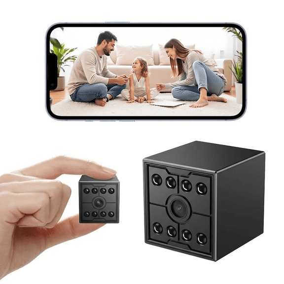 Small Battery Operated WiFi Security Camera 1080P HD Wireless Compact Indoor Camera with Low Battery Alert for Home Dog Monitor