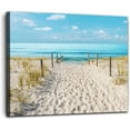 thumbnail image 1 of Small Beach Scene Bathroom Wall Art Beach Path Coastal Canvas Wall Decor Blue Sea Bedroom Ocean Pictures Prints Wall Decorations Seascape Office Kitchen Framed Artwork 12 X 16 Inches, 1 of 4