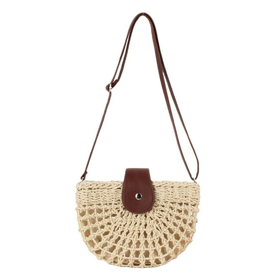 Small Beach Straw Purse for Women, Bohemian Crossbody Shoulder Handbags, Raffia Woven Tote Purse for Summer Vacation