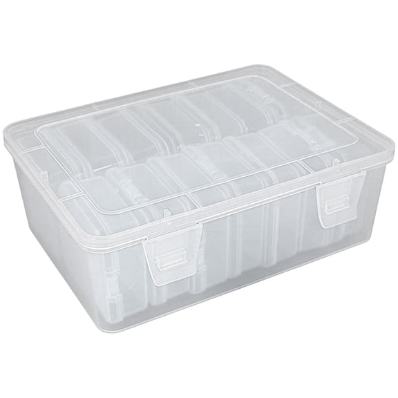 Small Bead Organizer Plastic Storage Case, 14 Grid Transparent Craft Supply Container with Hinged Lid, Rectangle Jewelry Box for DIY Beads, Fishing Hooks, Earrings, and Small Parts Organization