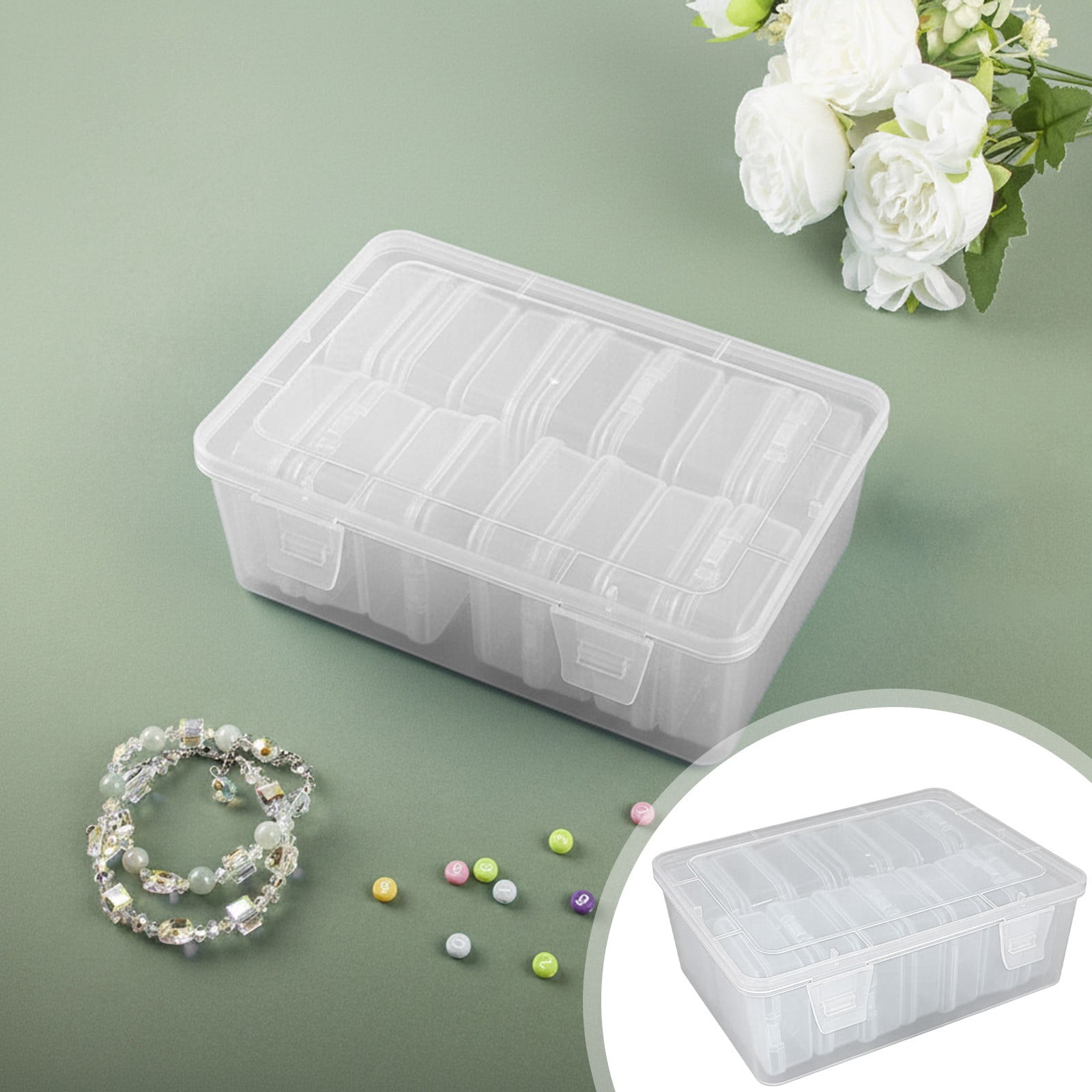 Small Rectangular Bit Case Small Bead Organizers, 15 Pieces Plastic Storage Cases Mini Clear Bead ...