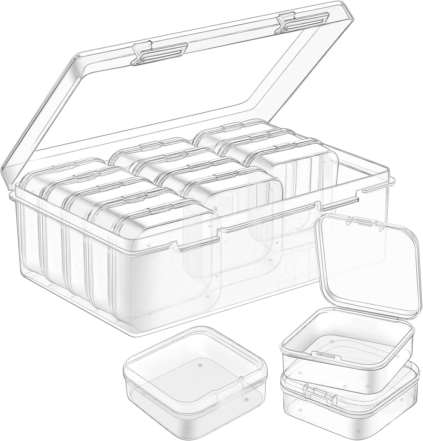 Small Bead Organizers, 16 Pieces Plastic Storage Cases Mini Clear Bead
