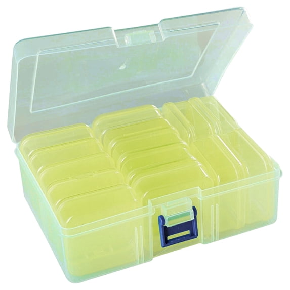 Small Bead Organizers, Plastic Storage Cases Mini Clear Bead Storage Containers Transparent Boxes with Hinged Lid and Rectangle Clear Craft Supply Case Storage Containers Yellow 6.5*4.8*2.3 In