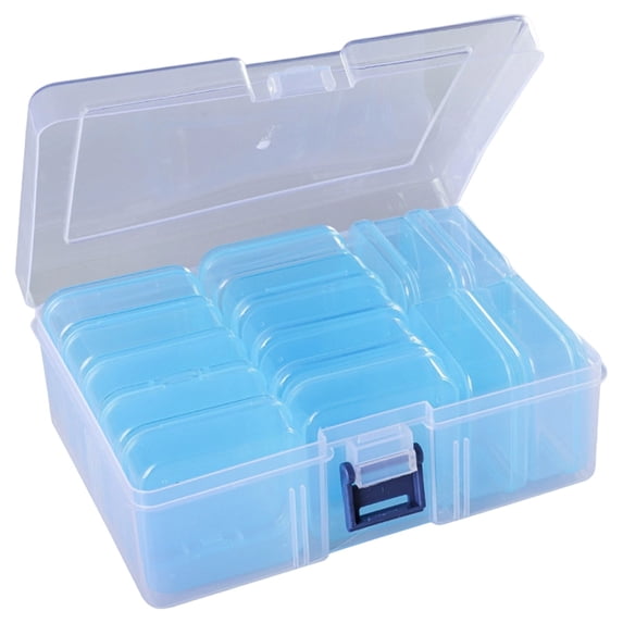 Small Bead Organizers, Plastic Storage Cases Mini Clear Bead Storage Containers Transparent Boxes with Hinged Lid and Rectangle Clear Craft Supply Case Storage Containers Blue 6.5*4.8*2.3 In