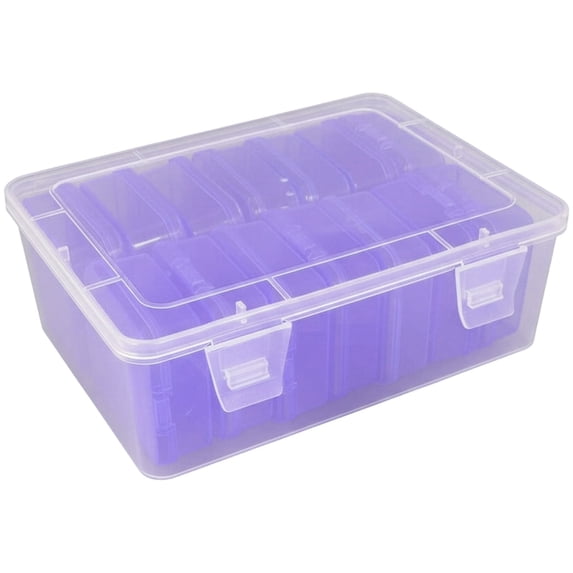 Small Bead Organizers, Plastic Storage Cases Mini Clear Bead Storage Containers Transparent Boxes with Hinged Lid and Rectangle Clear Craft Supply Case Storage Containers Purple 6.5*5*2.4 In