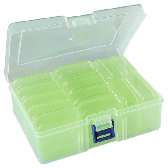 Small Bead Organizers, Plastic Storage Cases Mini Clear Bead Storage Containers Transparent Boxes with Hinged Lid and Rectangle Clear Craft Supply Case Storage Containers Green 6.5*4.8*2.3 In