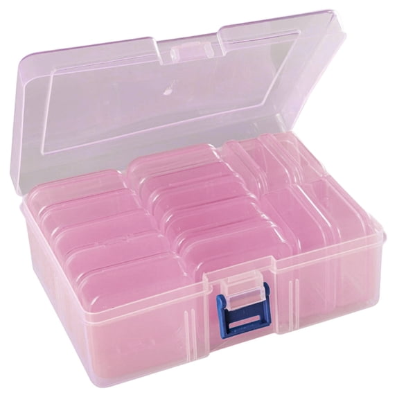 Small Bead Organizers, Plastic Storage Cases Mini Clear Bead Storage Containers Transparent Boxes with Hinged Lid and Rectangle Clear Craft Supply Case Storage Containers Red 6.5*4.8*2.3 In