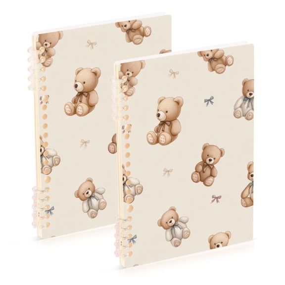 Small Bears and Bows Cute Notebook Detachable Coil Notebook Diary Plan Book A5 Size 60 Pages 1 Pack