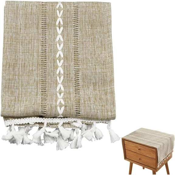 Small Bedside Tablecloth Dustcover End Tabletop Coffee Tassel Rectangle Farmhouse Fabric Table Cloth Nightstand Dresser Covering Towel Top Doilies for Furniture TV Microwave Washing Machine