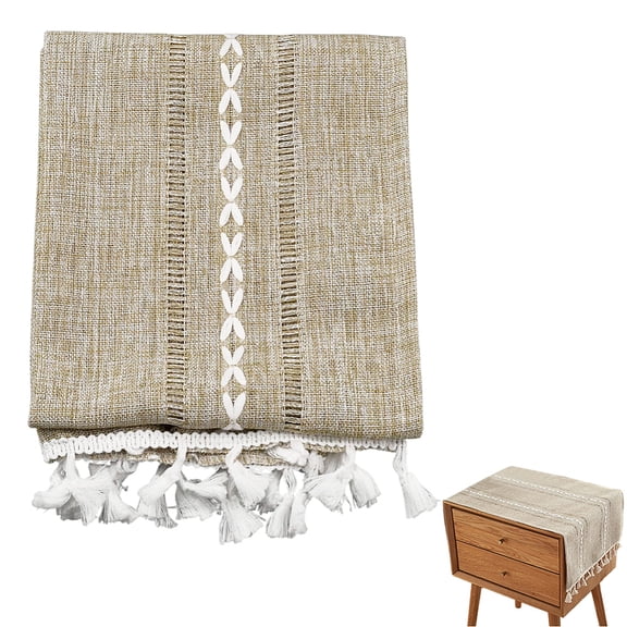 Small Bedside Tablecloth Dustcover End Tabletop Coffee Tassel Rectangle Farmhouse Fabric Table Cloth Nightstand Dresser Covering