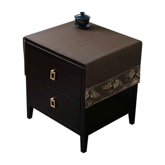 Small Bedside Tablecloth, Nightstand Runner For Bedroom, Vintage Home Dustproof Decoration Cover-Brown-40x110cm(16x43in)