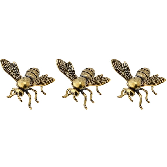 Small Bee Decor, 3pcs Brass Bee Ornament Home Desktop Decoration Small Brass Craft Bee Adornment