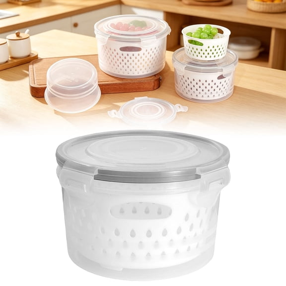 Berry Storage Container 4 In 1 Airtight with Colander Basket for Fridge 4.72 x 3.14 Inches