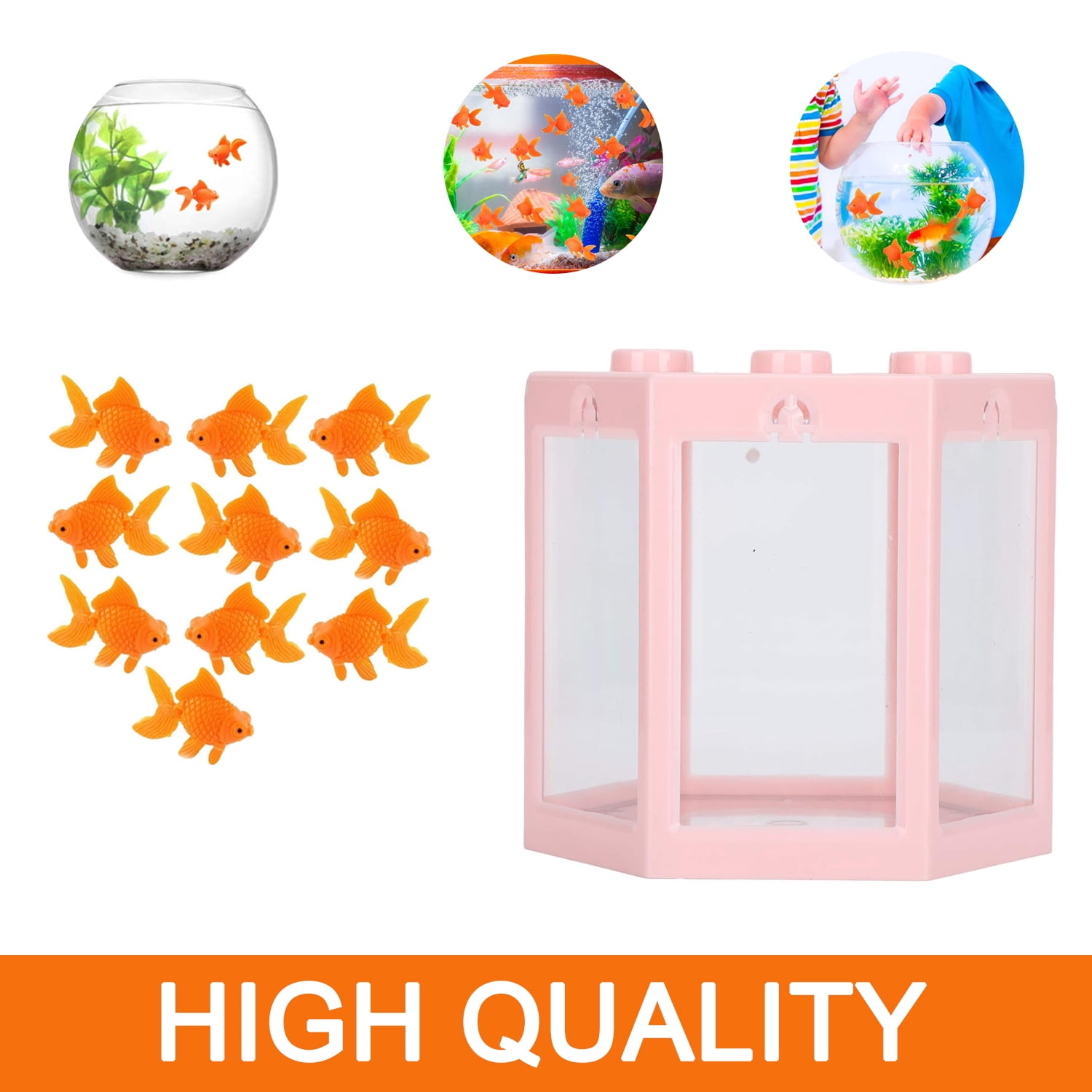 Small Beta Fish Tanks, Stackable Mini Tank Aquarium Starter Kits with