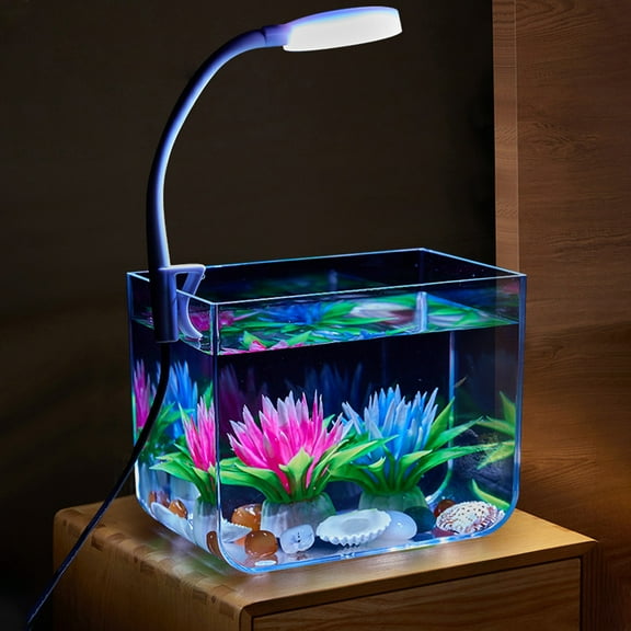 Small Betta Fish Tank, Fish Tank with LED Light For Living Room Office Decor